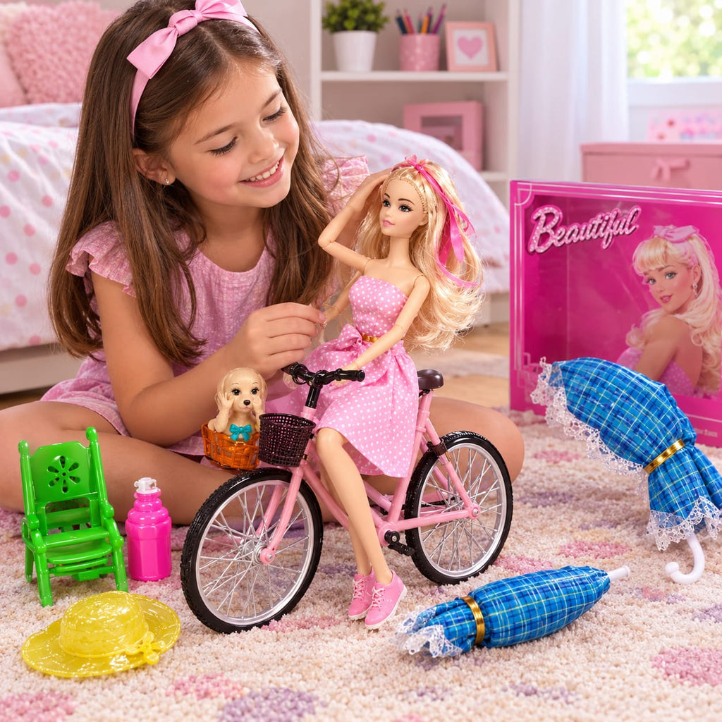 0101003 Muñeca fashion con bicicleta.