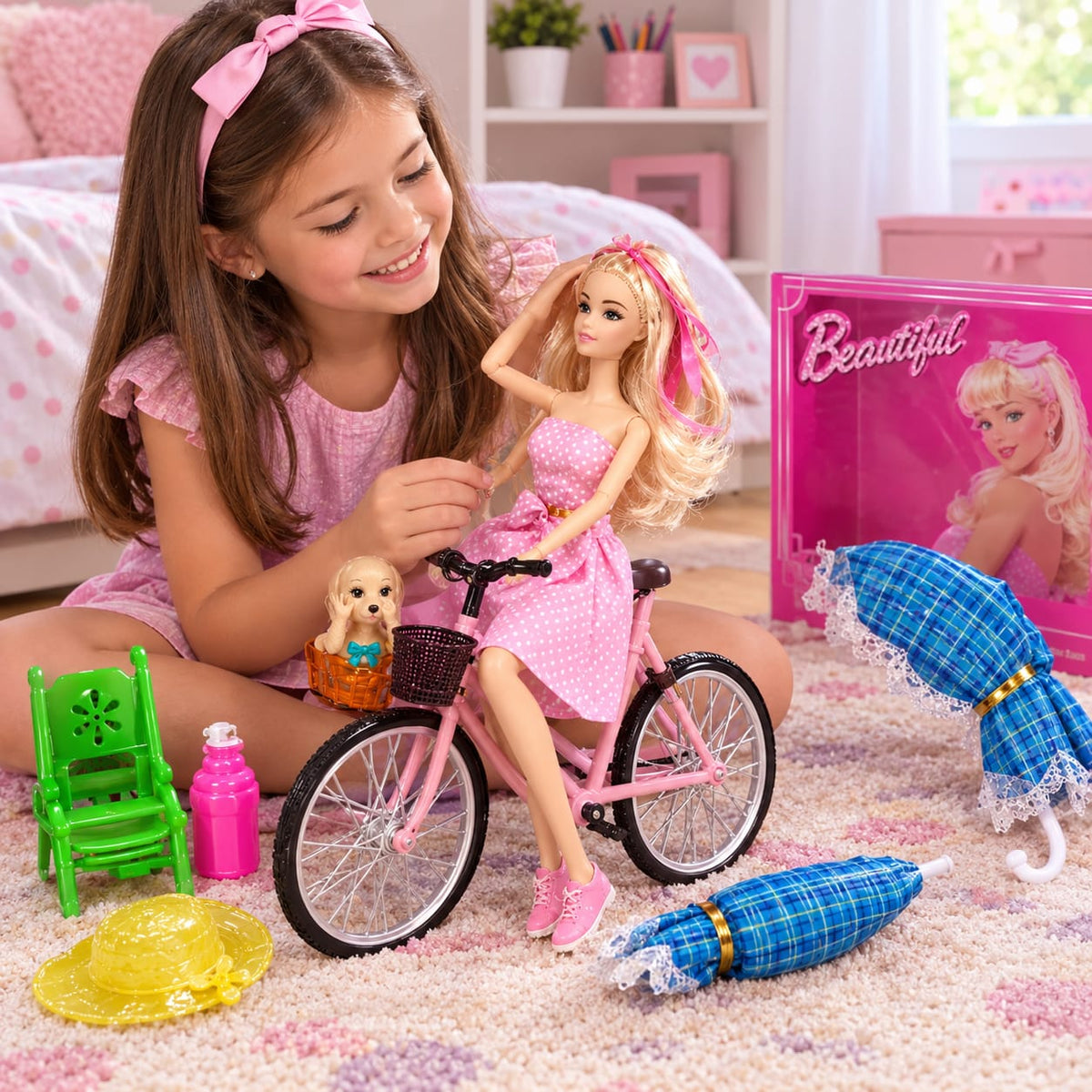 0101003 Muñeca fashion con bicicleta.