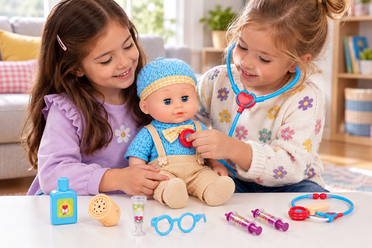 Niñas jugando con el Bebé Médico y sus accesorios