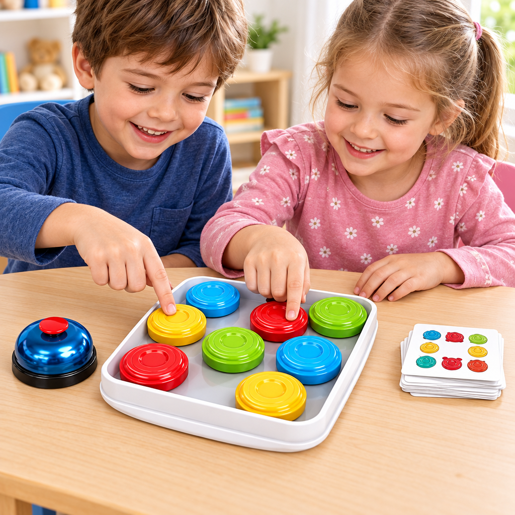 Niño y niña jugando al Puck Puzzle