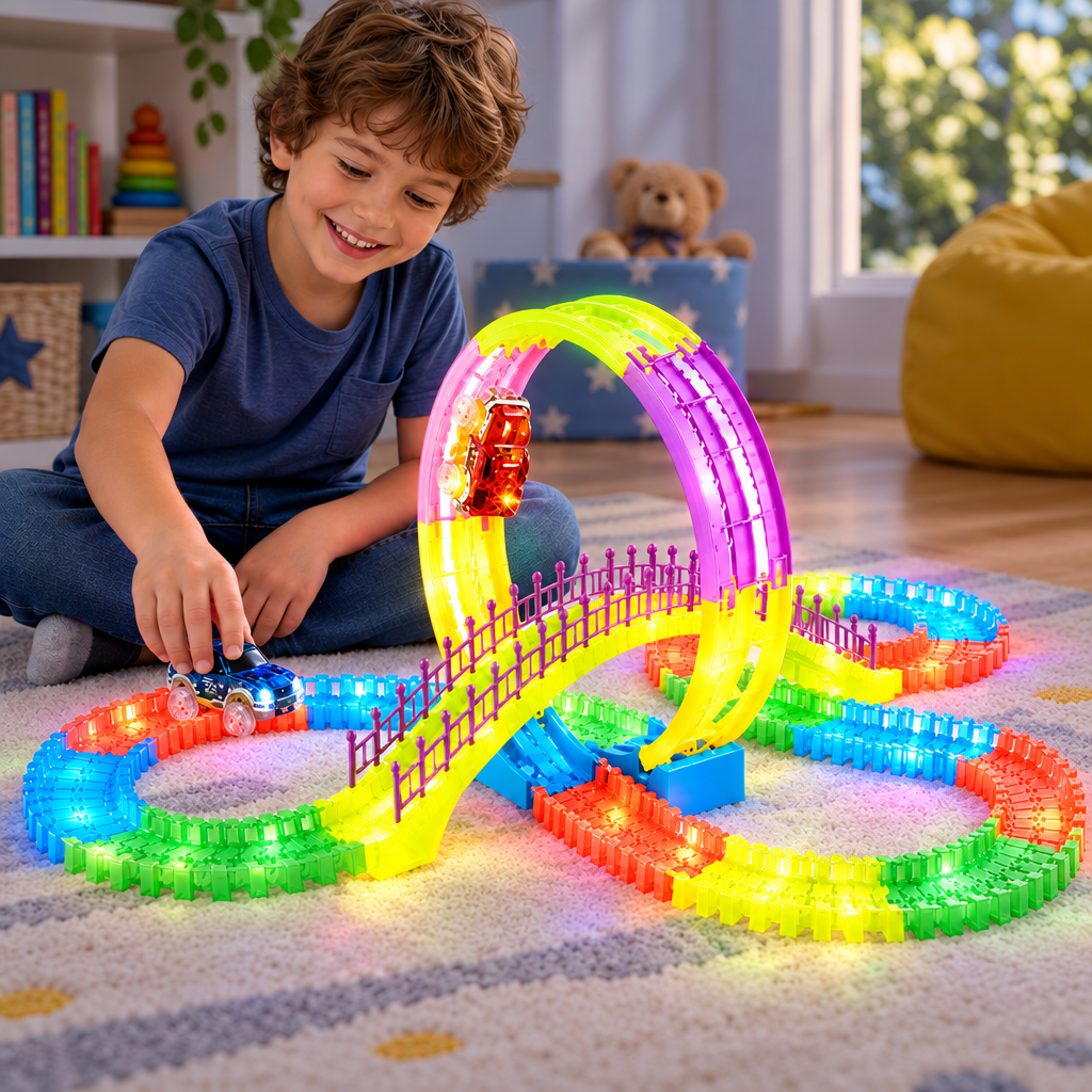 Pista flexible con efecto luminoso